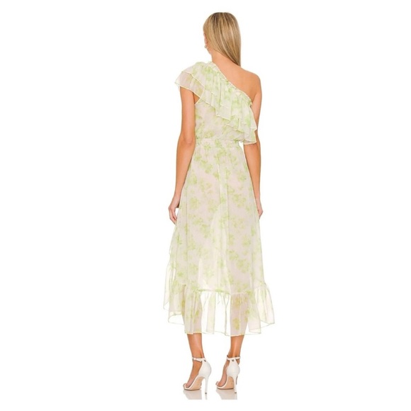 MISA LOS ANGELES Rumi One Shoulder Midi Dress in Honeydew Blossom - Picture 3 of 6